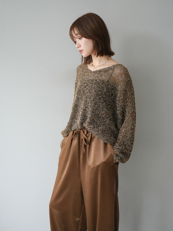 [予約]ミックステープヤーンVネックプルオーバー/オレンジ