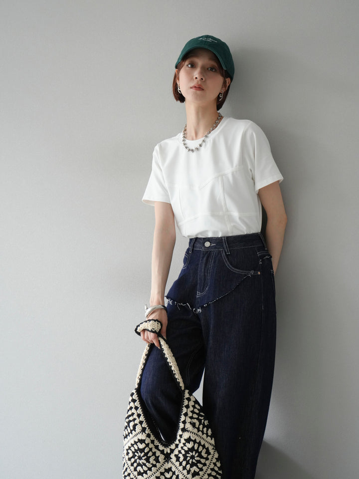 [SET]ビスチェデザインTシャツ+ヒップデザインデニムパンツ(2set)