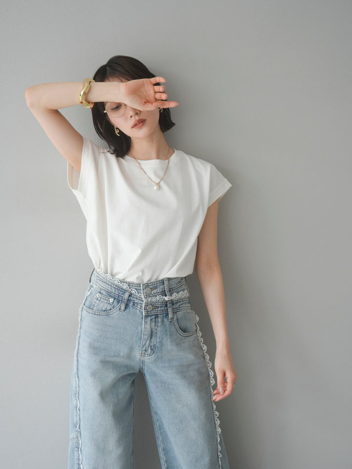 [予約]フレンチスリーブTシャツ/オフホワイト　　