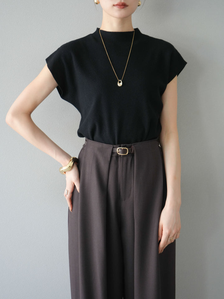 [予約]プチネックフレンチニットトップス/ブラック