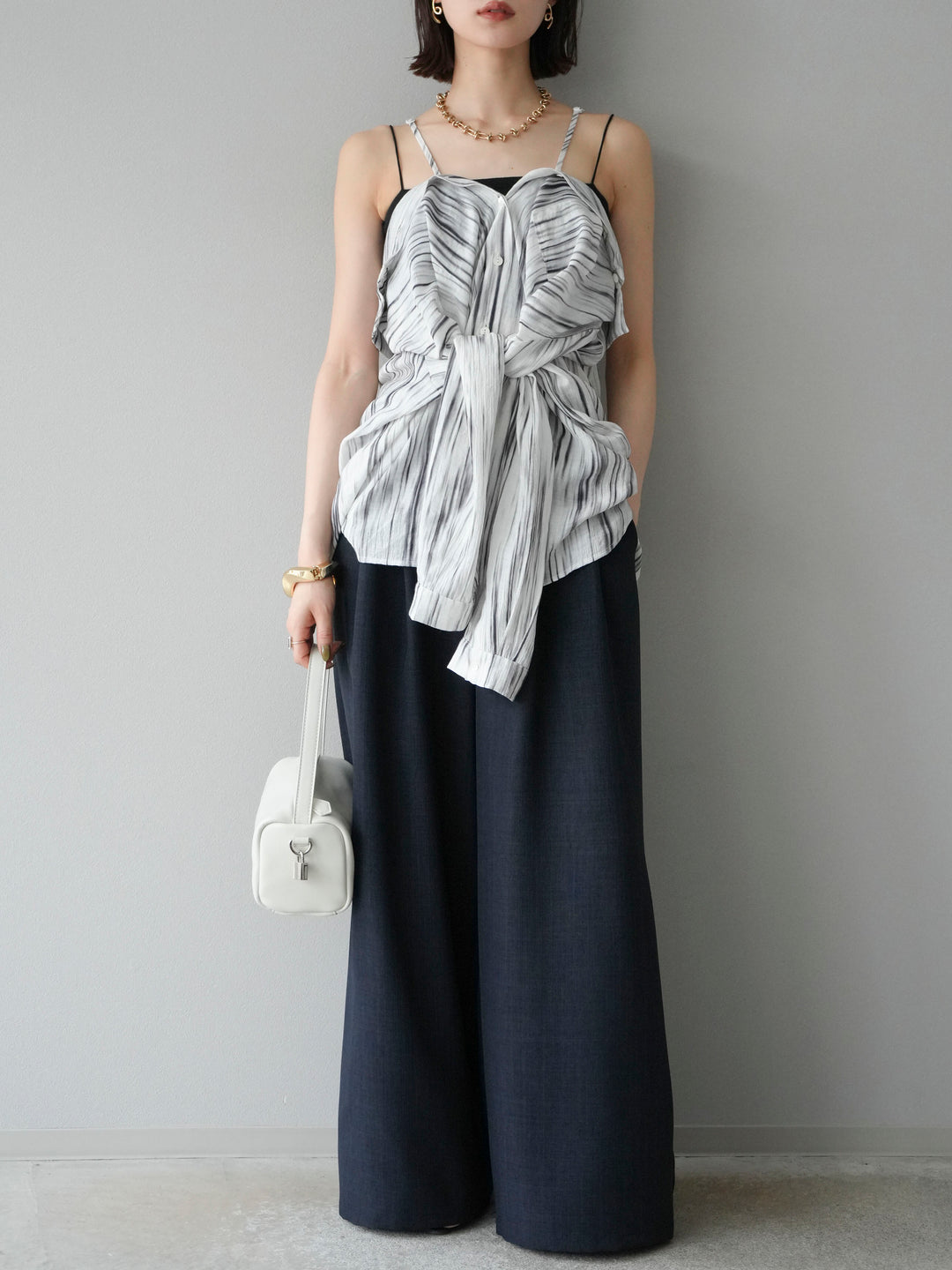 [予約]マルチWAYニュアンス柄オーバーシャツ/グレー