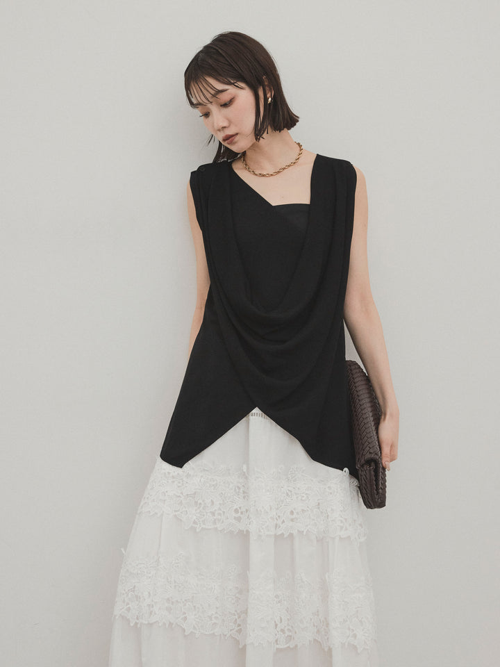 [予約]ドライタッチドレープニットプルオーバー/ブラック