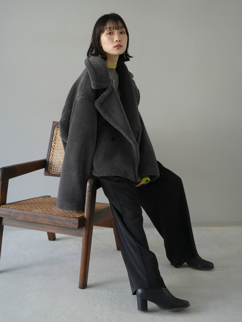 予約】ボアショートコート/チャコール – Lumier 