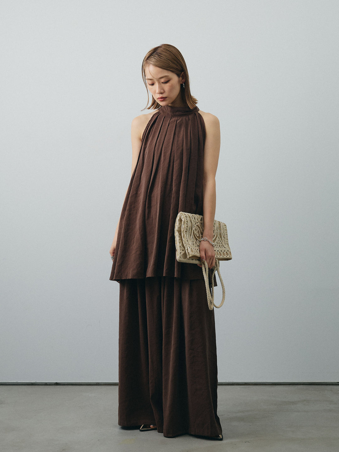 [SET] 桃色拉絨吊帶衫＆寬褲 SET UP（2 套）