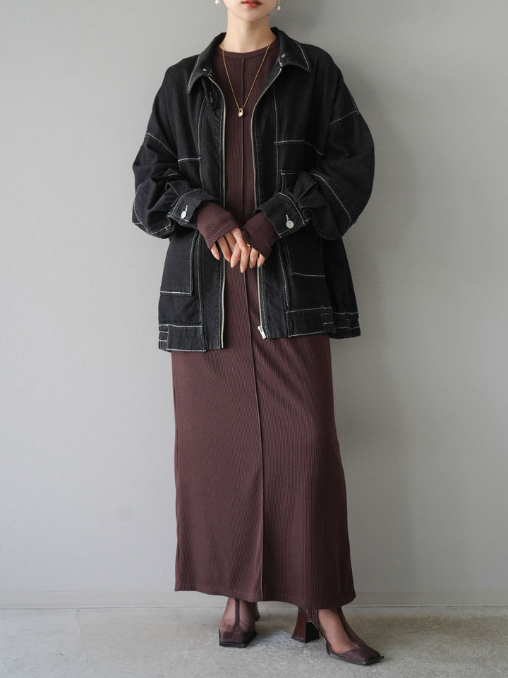 [SET] 鏤空羅紋長袖洋裝+可選配件套裝（2套）