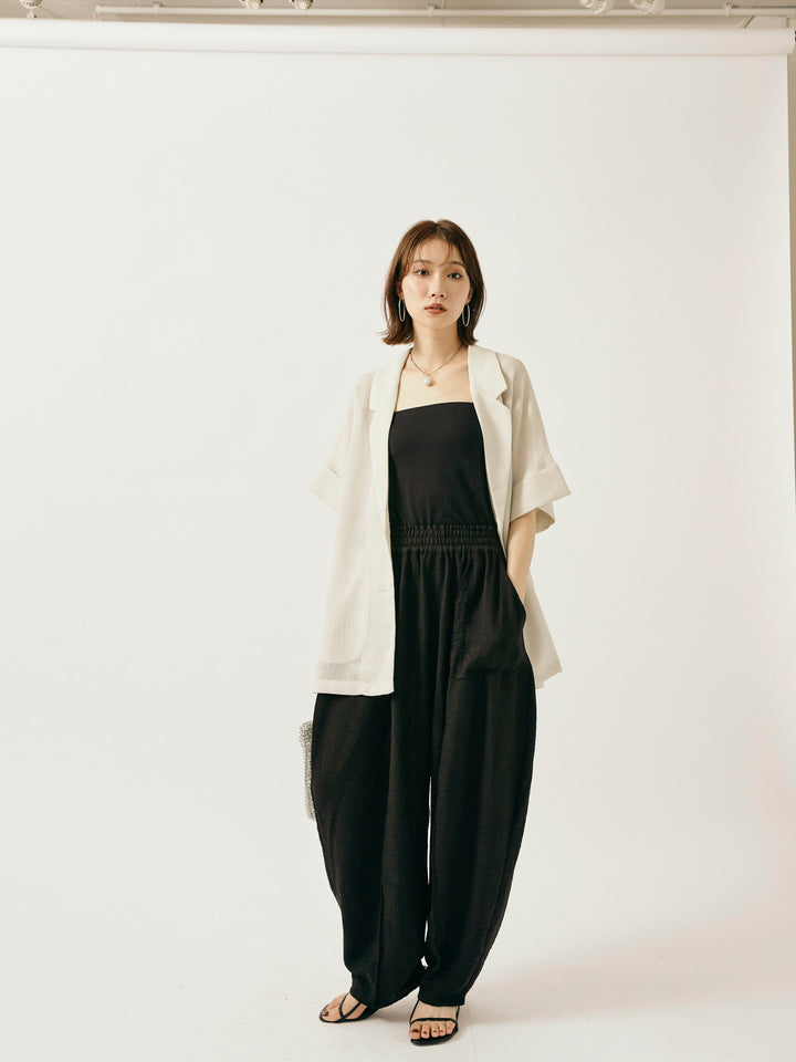[予約]リネンライクベイカーバルーンパンツ/ブラック