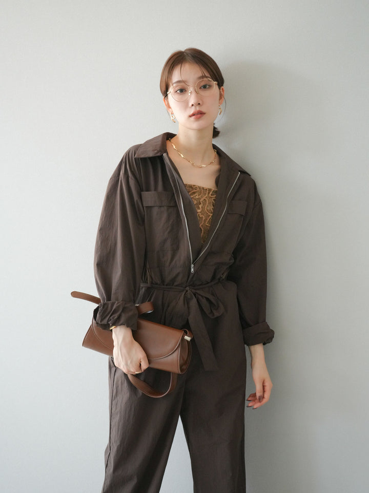 [予約]ナイロンジャンプスーツ/ブラウン