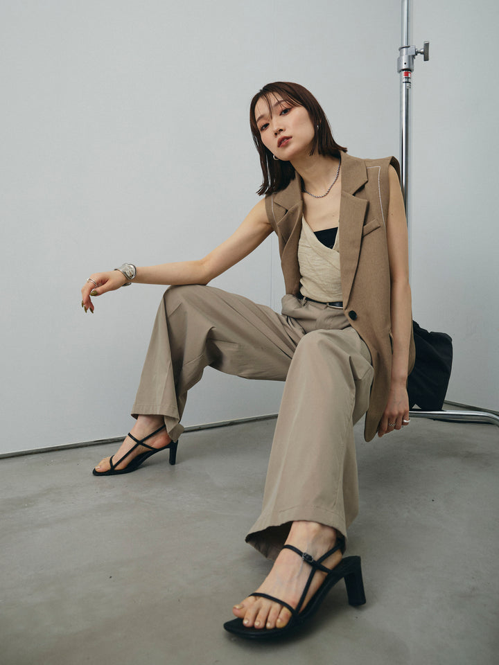 [予約]ステッチデザインベスト/ベージュ