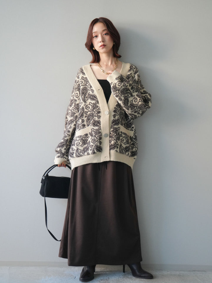 [予約]配色パイピングIラインスカート/brown