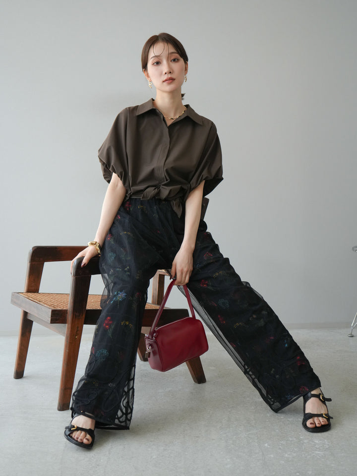 [予約]ICE TOUCHパフスリーブシャツ/ブラウン