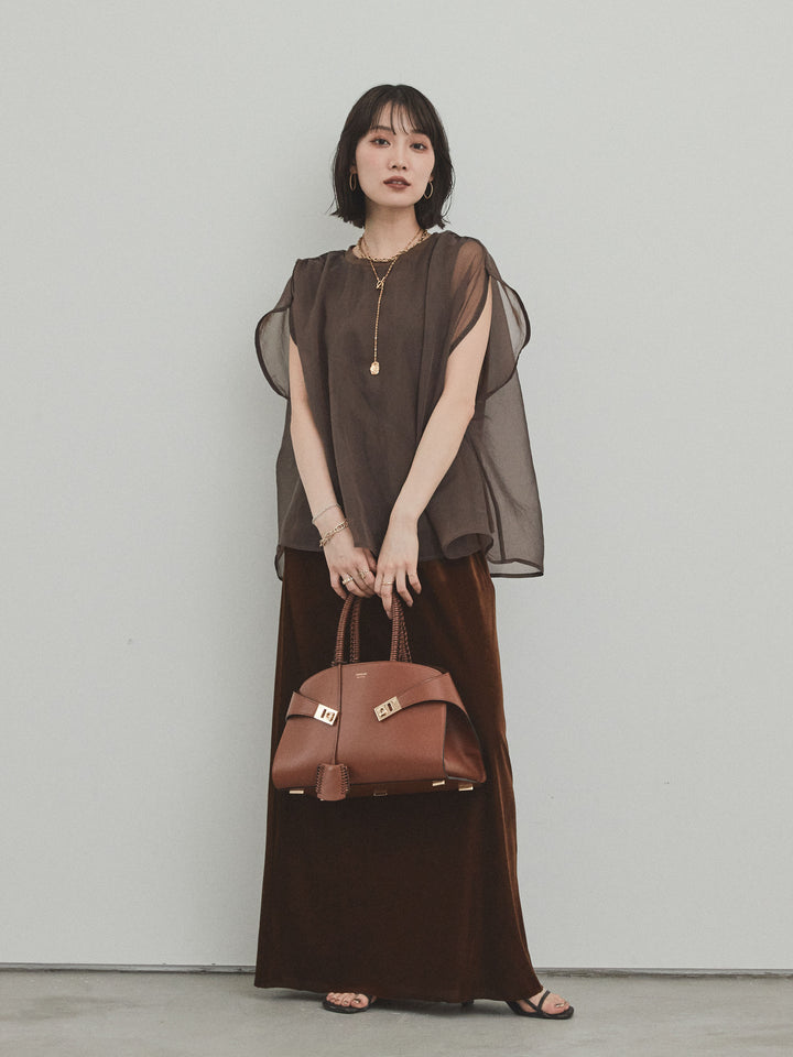 [予約]ベロアナロースカート/モカブラウン