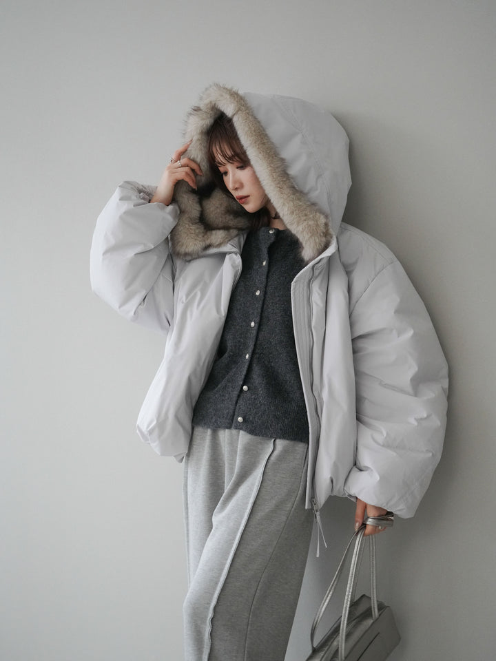 [予約]フードファーショートダウンコート/lightgray