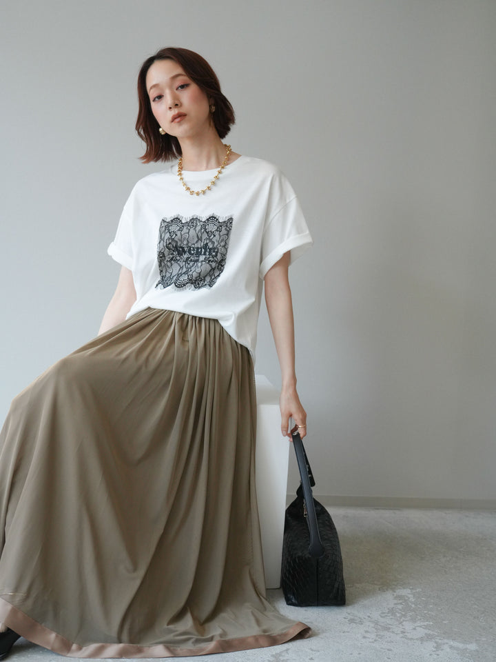 [予約]レースコラージュロゴTシャツ/off