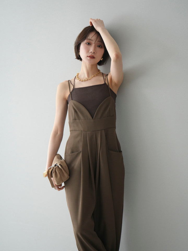 [予約]バックデザインサロペット/brown