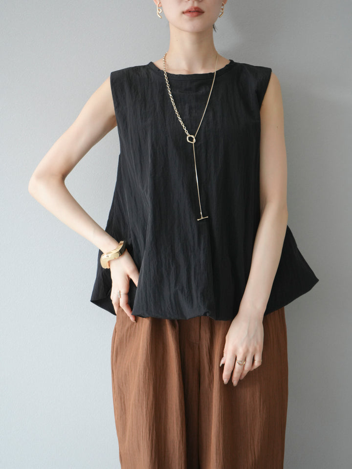[預購] 墊圈塔夫綢氣球襯衫/黑色
