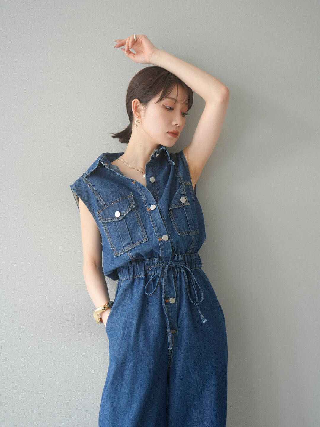 【預購】口袋設計牛仔連身衣/藍色