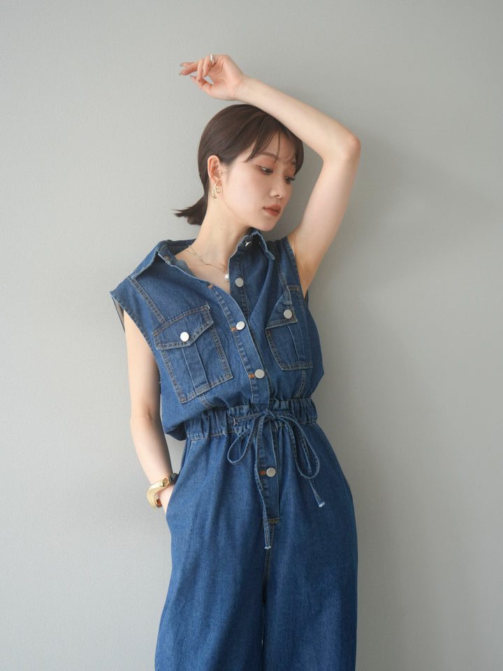 【預購】口袋設計牛仔連身衣/藍色