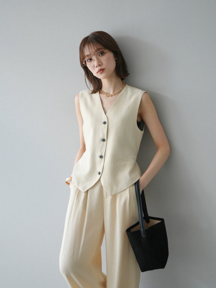 [SET]Vネックジレ＆ワイドパンツSET UP(2set)