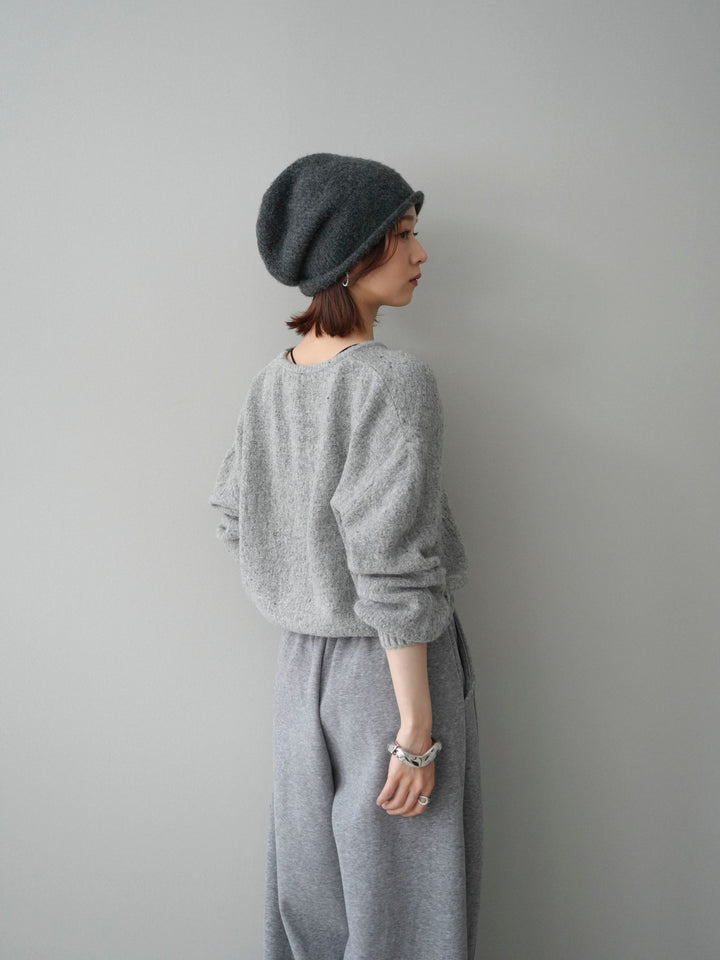 [予約]ツイストネックラメネップヤーンニットプルオーバー/gray