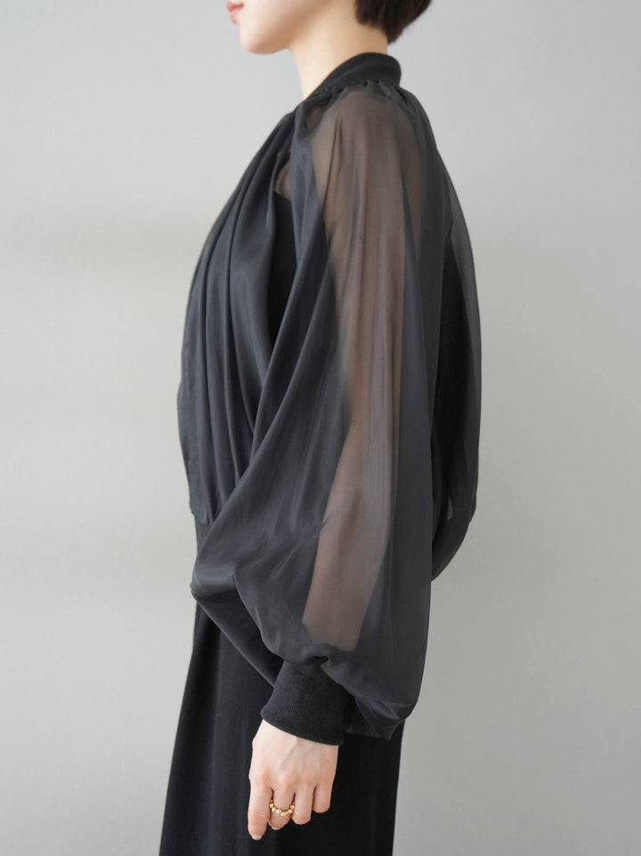 [預訂] 透明紗羅紋外套/黑色