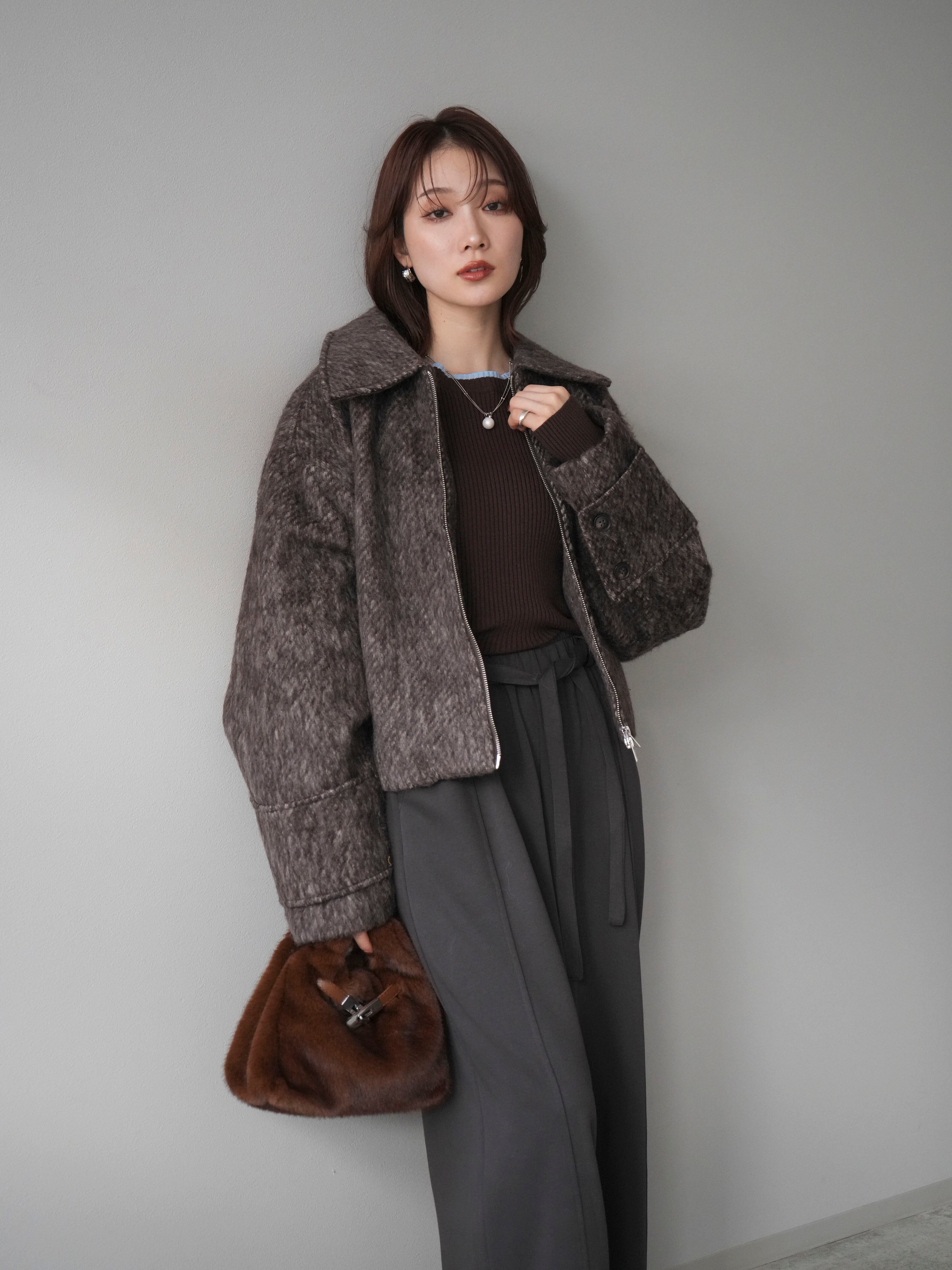 予約]袖ビックループシャギージップブルゾン/brown – Lumier