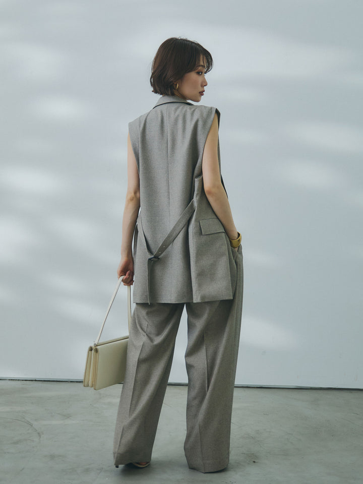 【Allure】[SET]杢調ミディ丈テーラードジレ+杢調ミディ丈テーラードジレ(2set)