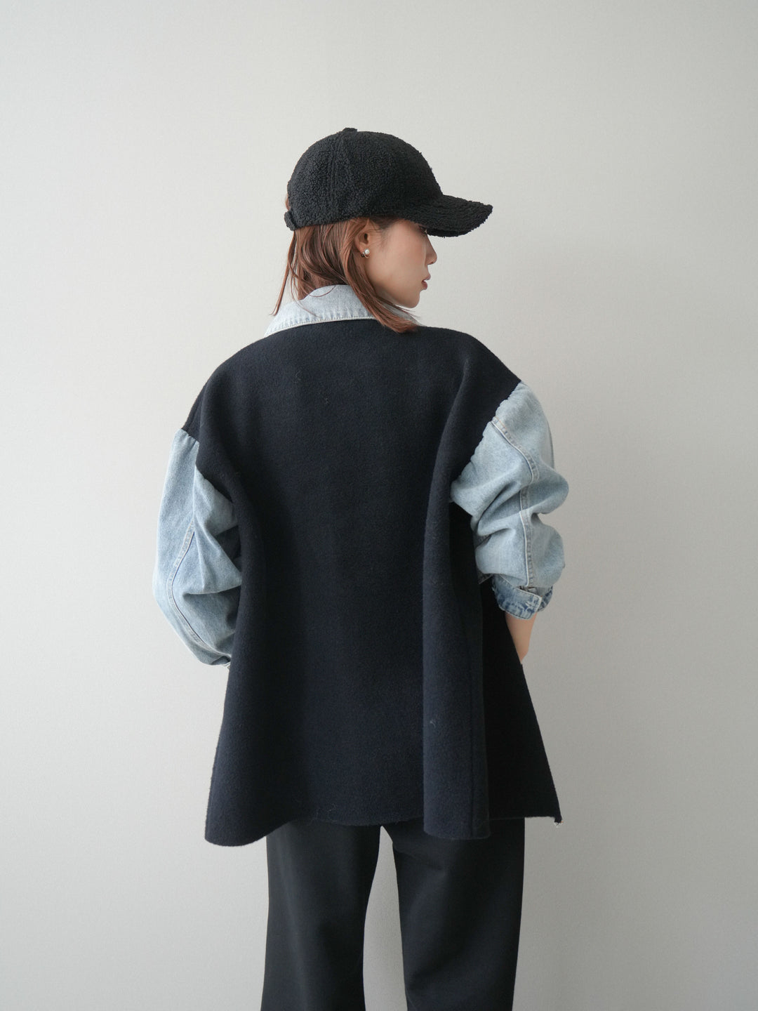 [SET]デニム襟ダブルフェイスニットカーディガン+2WAYデザインスウェットパンツ(2set)