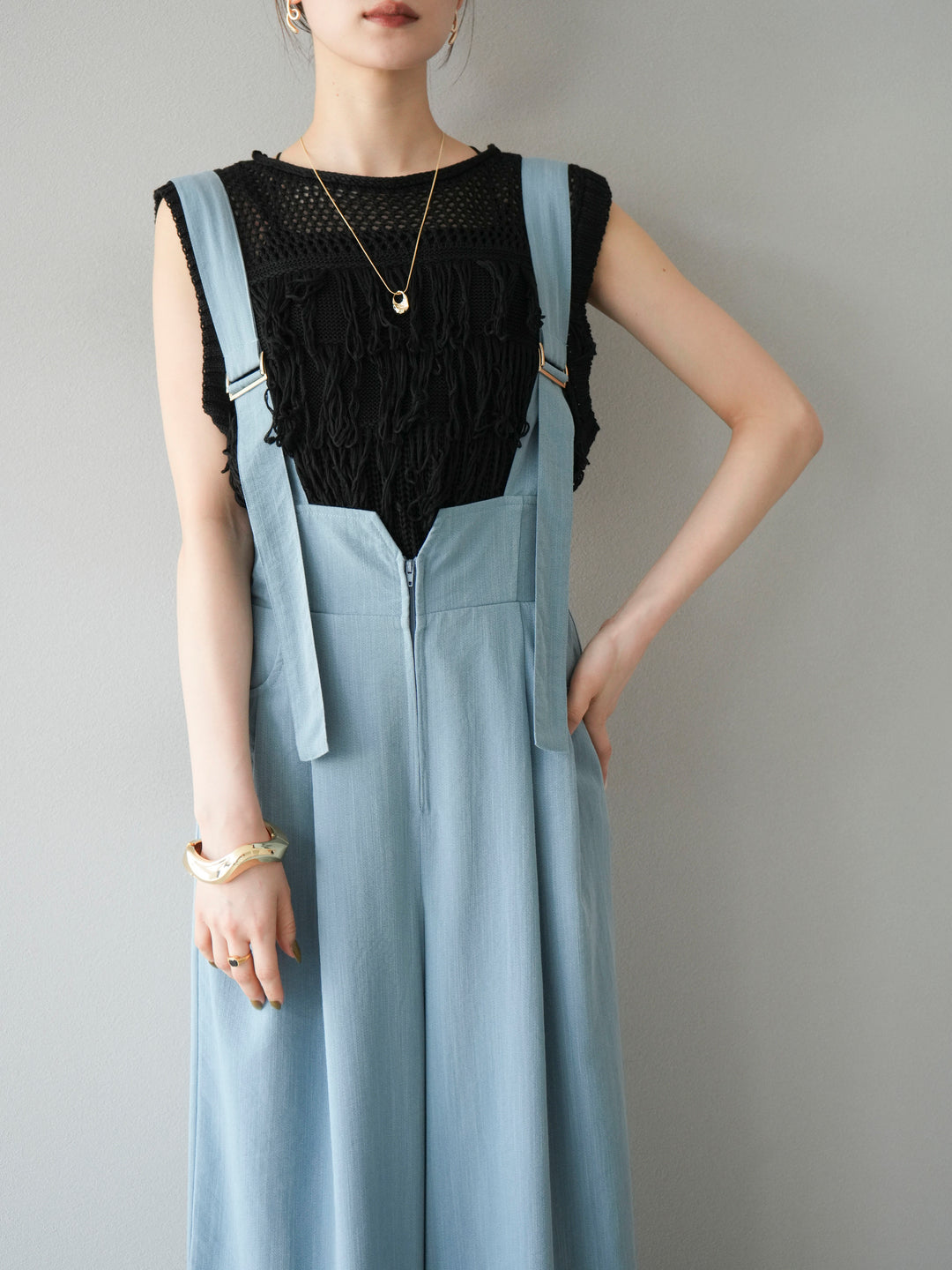 【預購】鏤空流蘇針織上衣/黑色