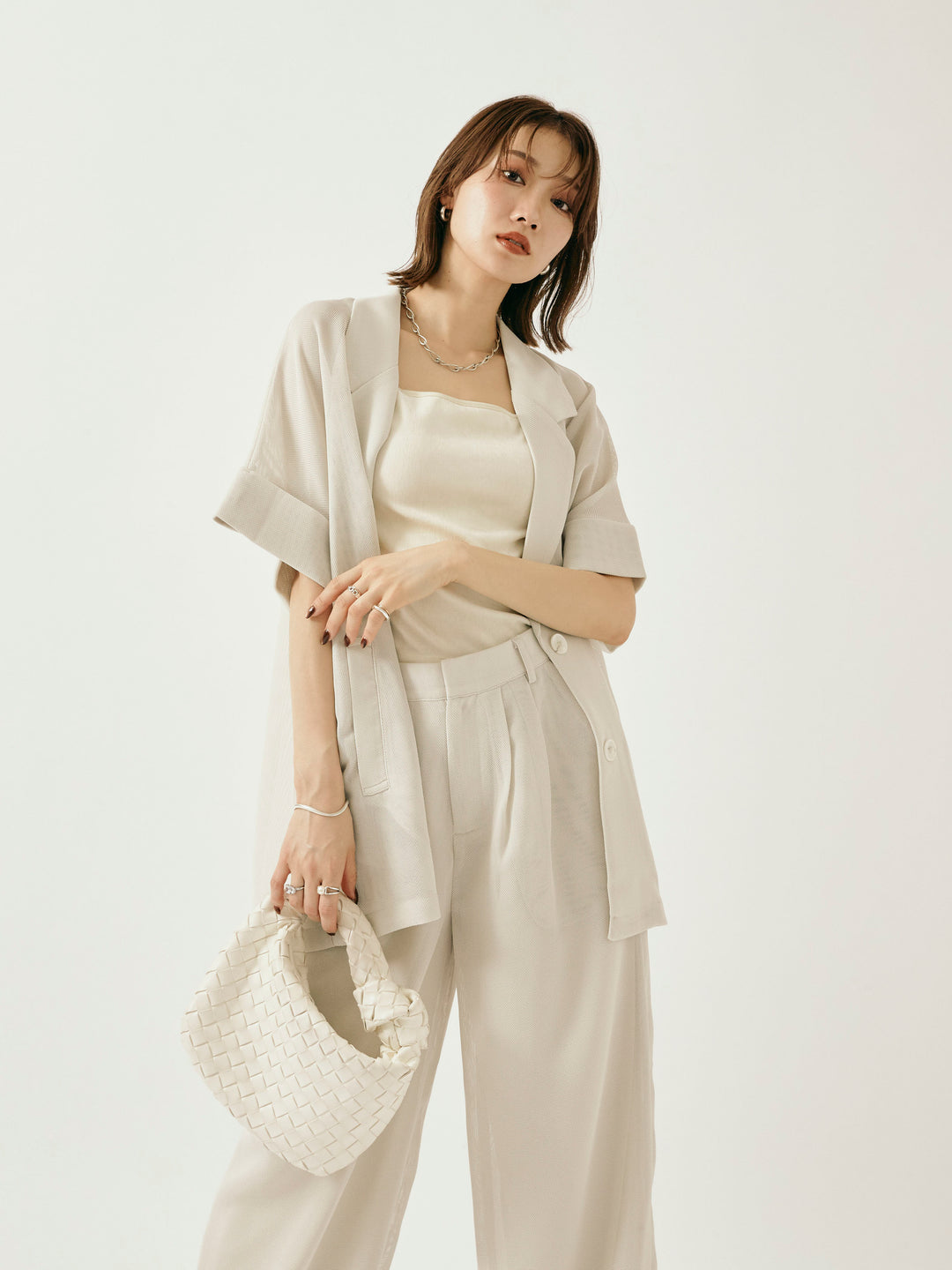 【Allure】[SET]メッシュハーフテーラードジャケット+メッシュハーフテーラードジャケット(2set)