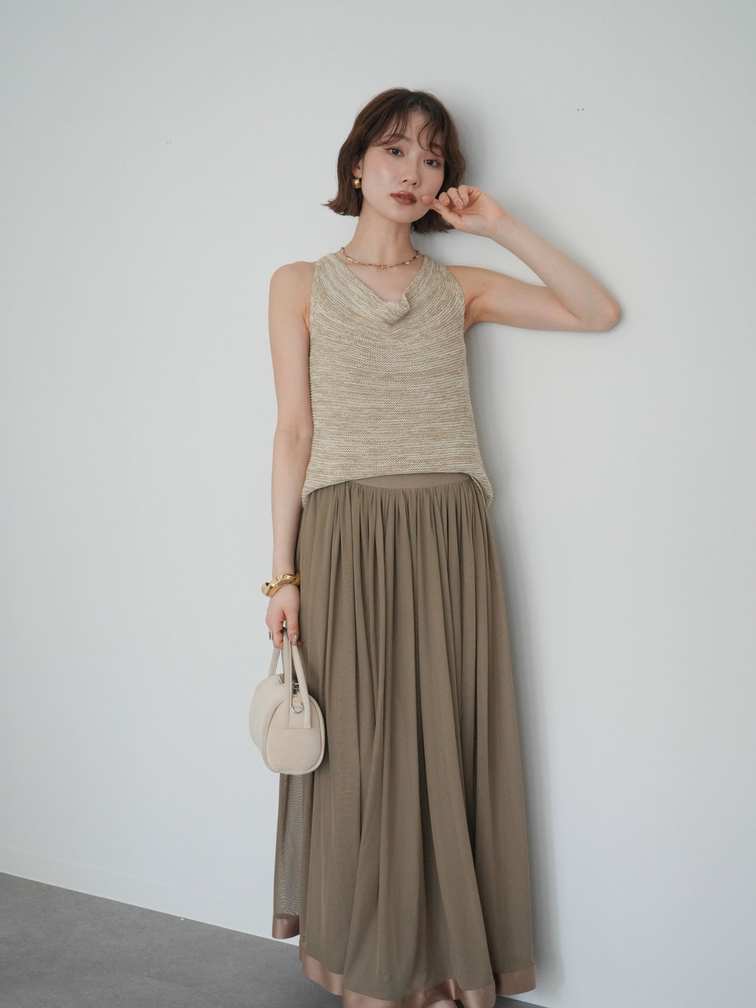 [予約]メランジニットアメスリトップス/beige