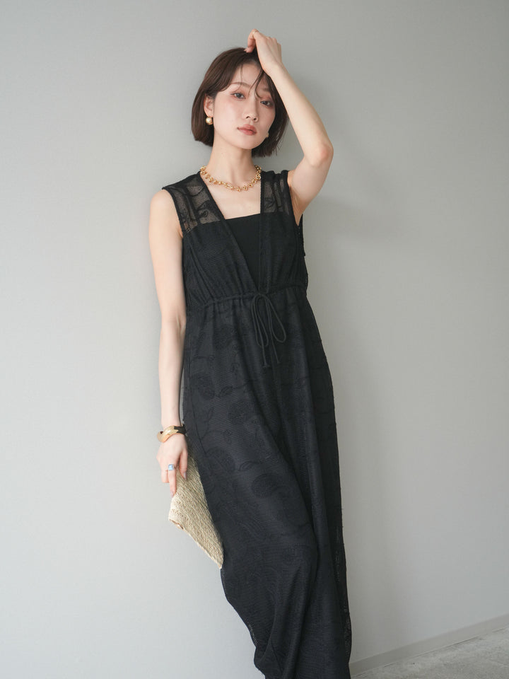 [SET]レース刺繍サロペット+選べるアクセセット(2set)