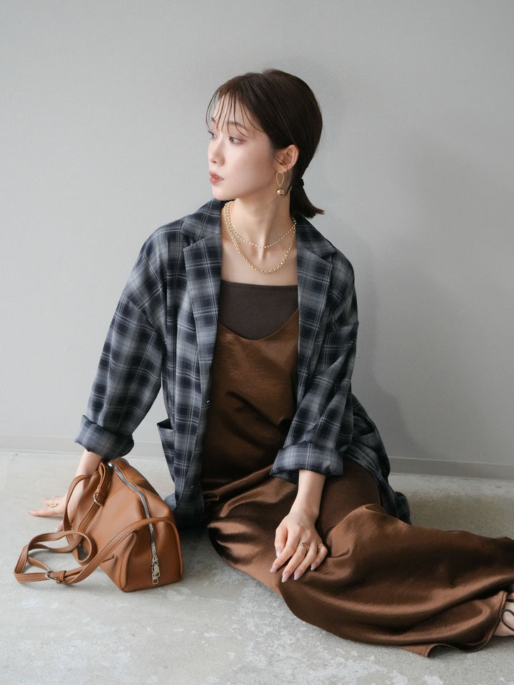 [予約]サテンキャミワンピース/ブラウン