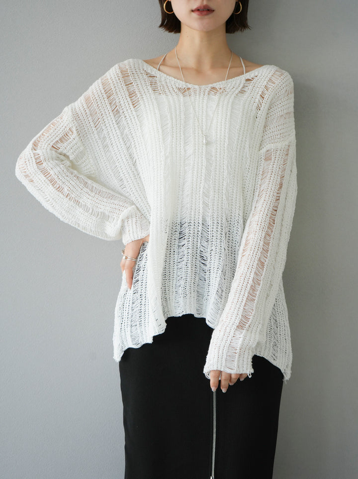 [Pre-order] Openwork Nuance Knit Pullover/Off
