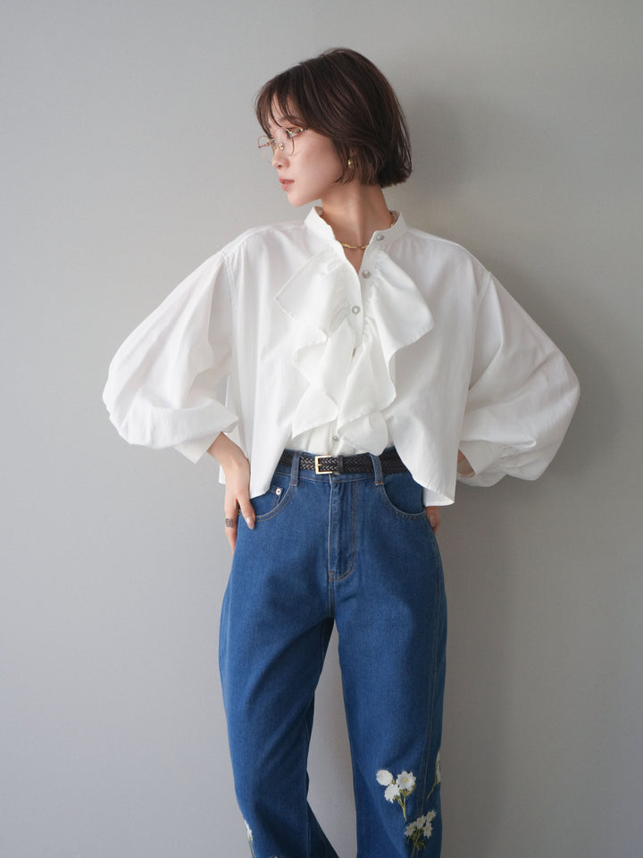 [予約]ラッフルフレアショートブラウス/offwhite