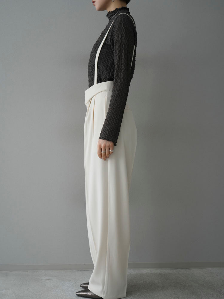 [Pre-order] Suspender 2-way design belt wide pants/ivory