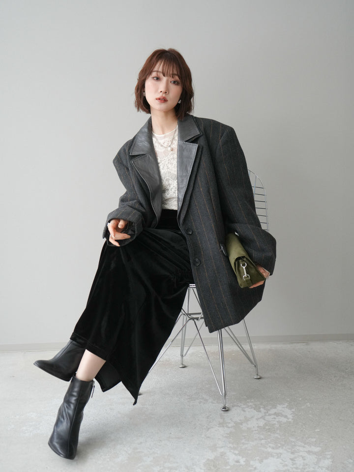 [20%オフ]レイヤードデザインツイードテーラードジャケット/charcoal