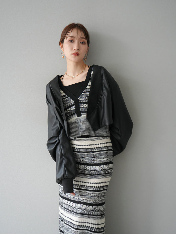 [予約]レザーバルーンボレロ/ブラック