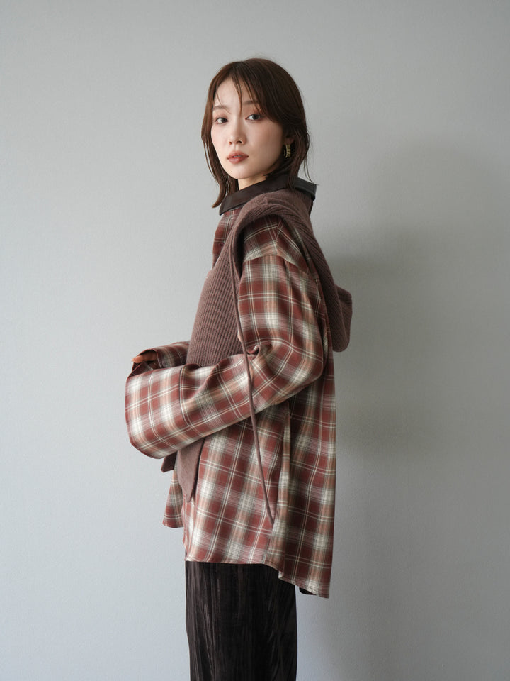 [予約]フードニットマフラー/ブラウン