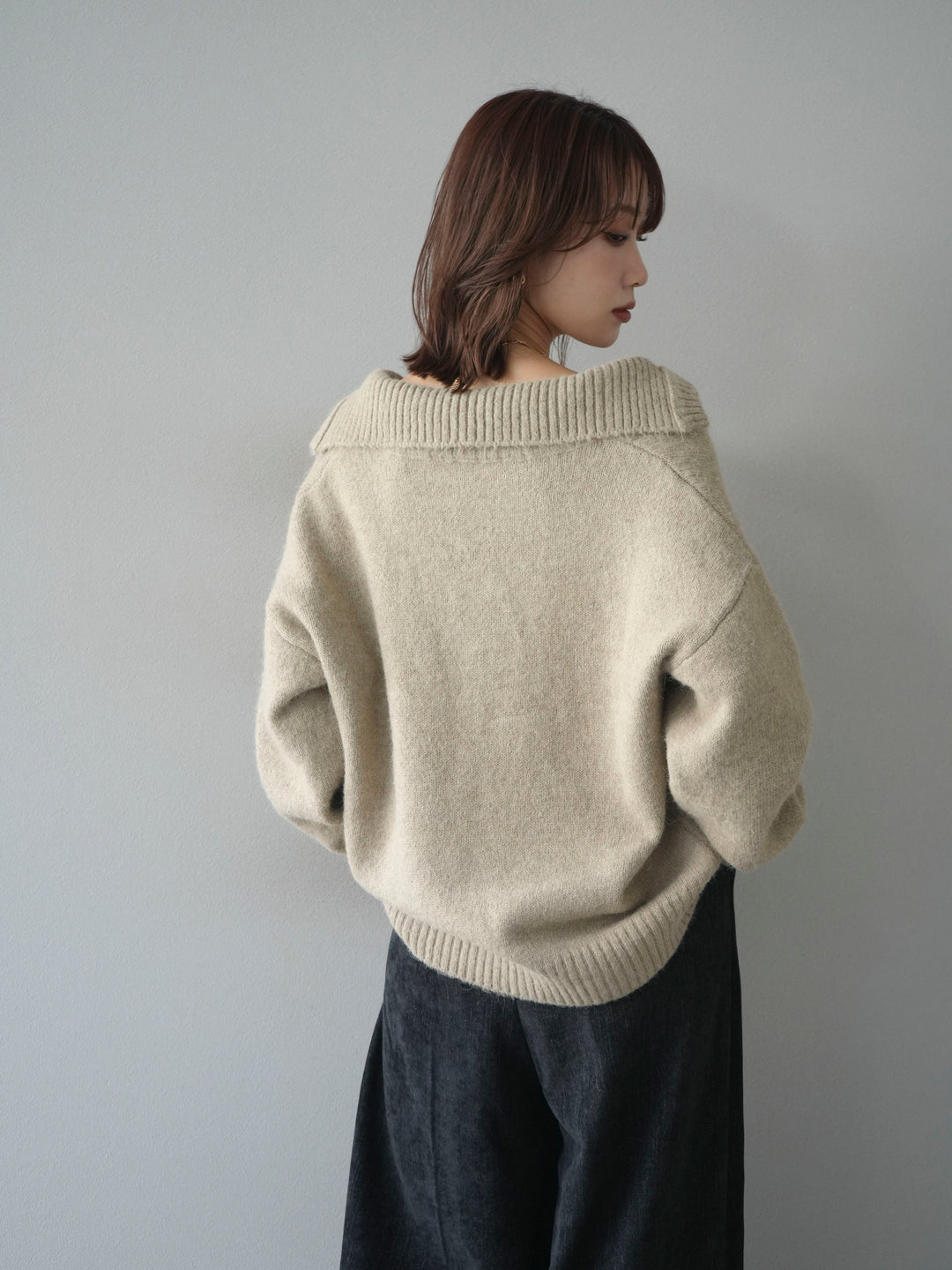 [予約]スキッパーニットプルオーバー/beige