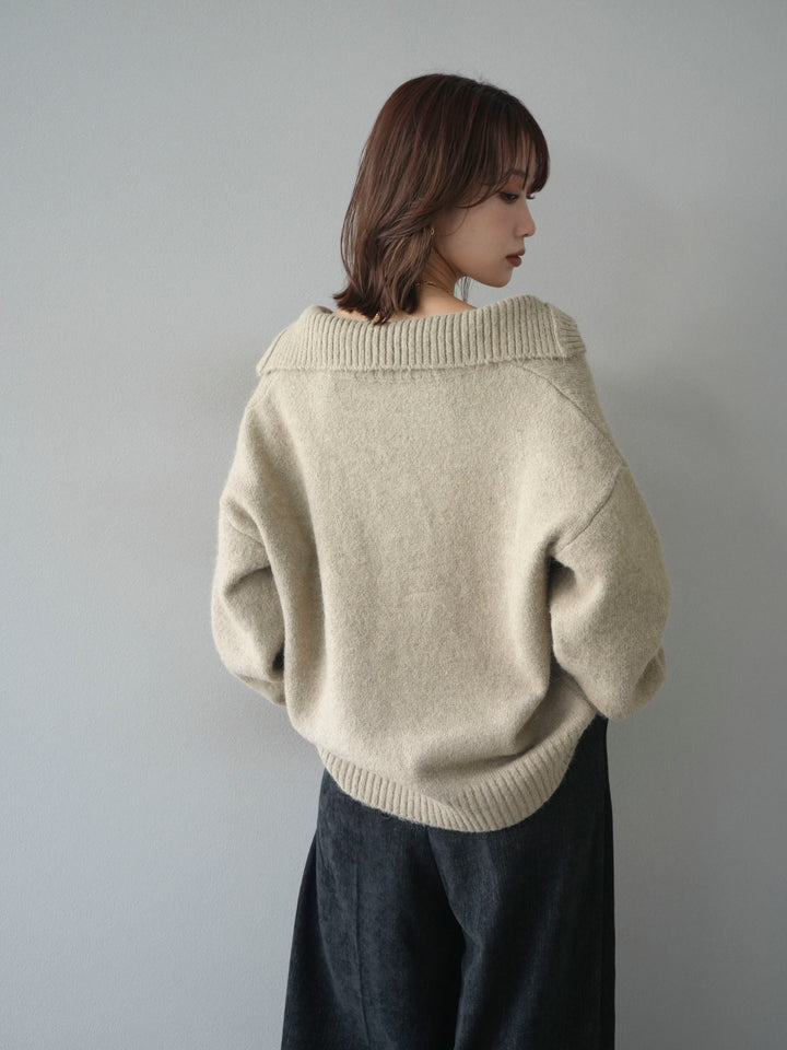 [予約]スキッパーニットプルオーバー/beige