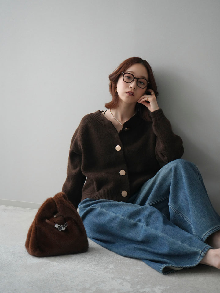 [予約]BIGボタンニットカーディガン/brown