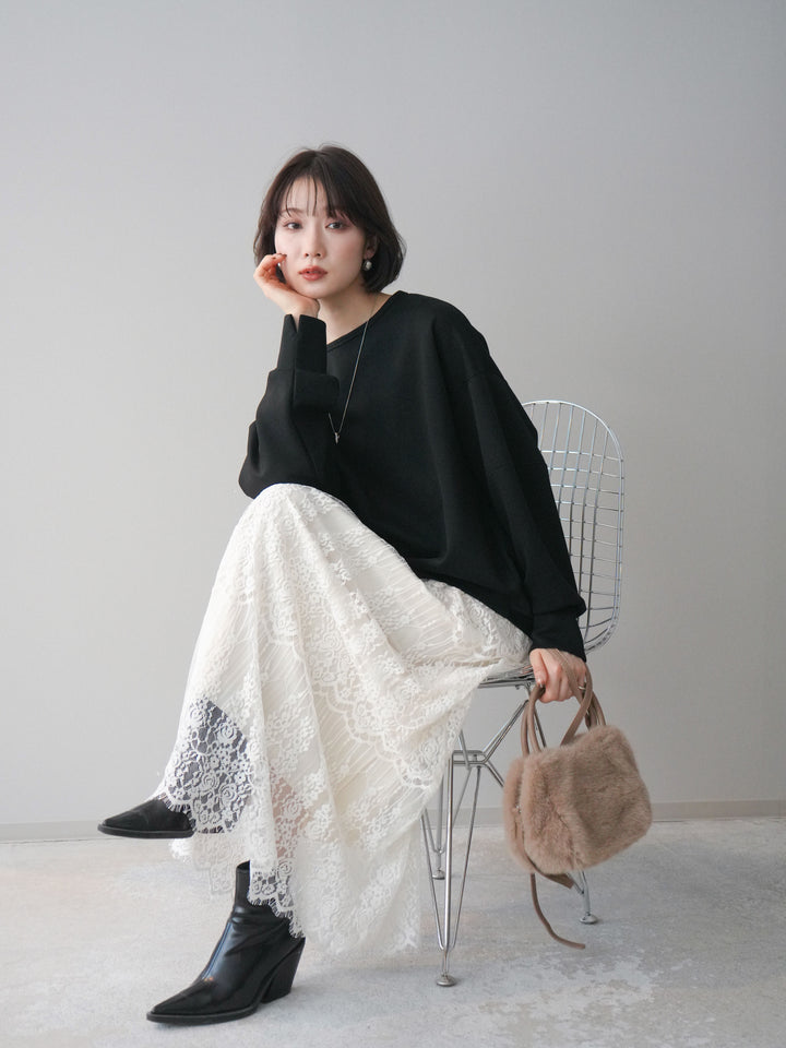 [予約]ライトポンチコクーンプルオーバー/black