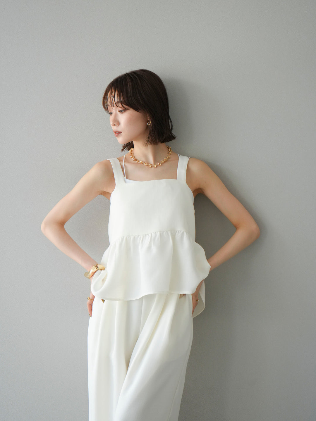 [予約]リネンライクビスチェ/アイボリー