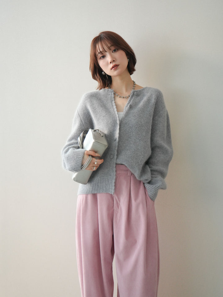 [予約]くるみボタンニットカーディガン/gray