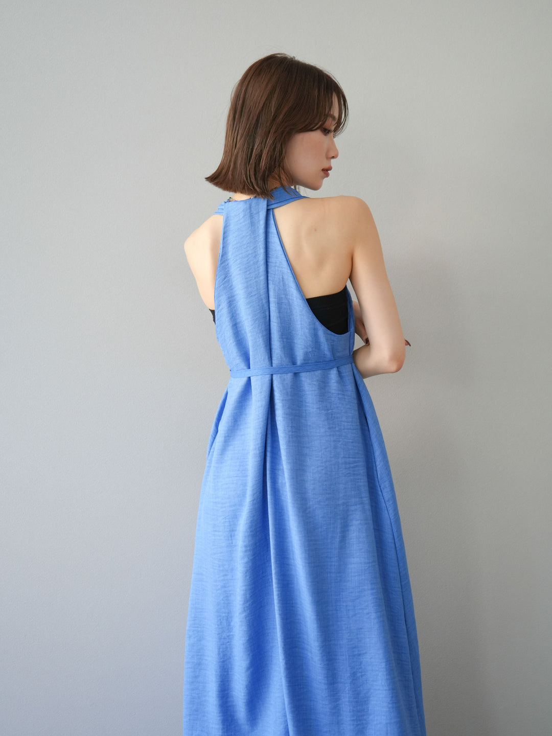 【預購】環形設計不均勻染色洋裝/藍色