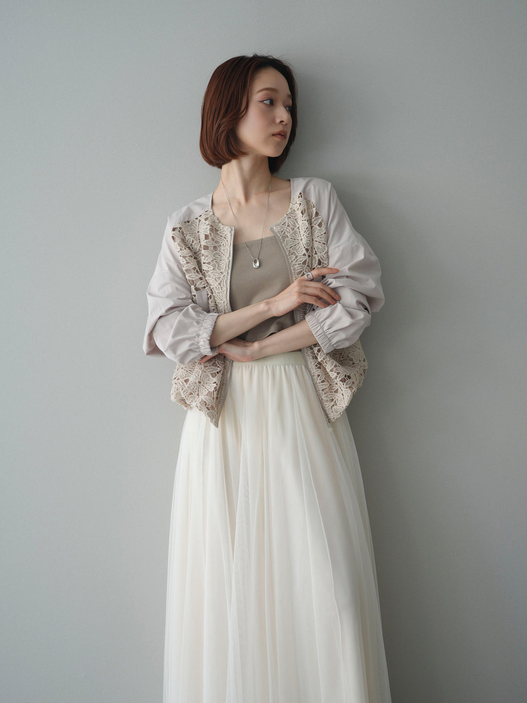 [SET]レースドッキングブルゾン+選べるアクセセット(2set)