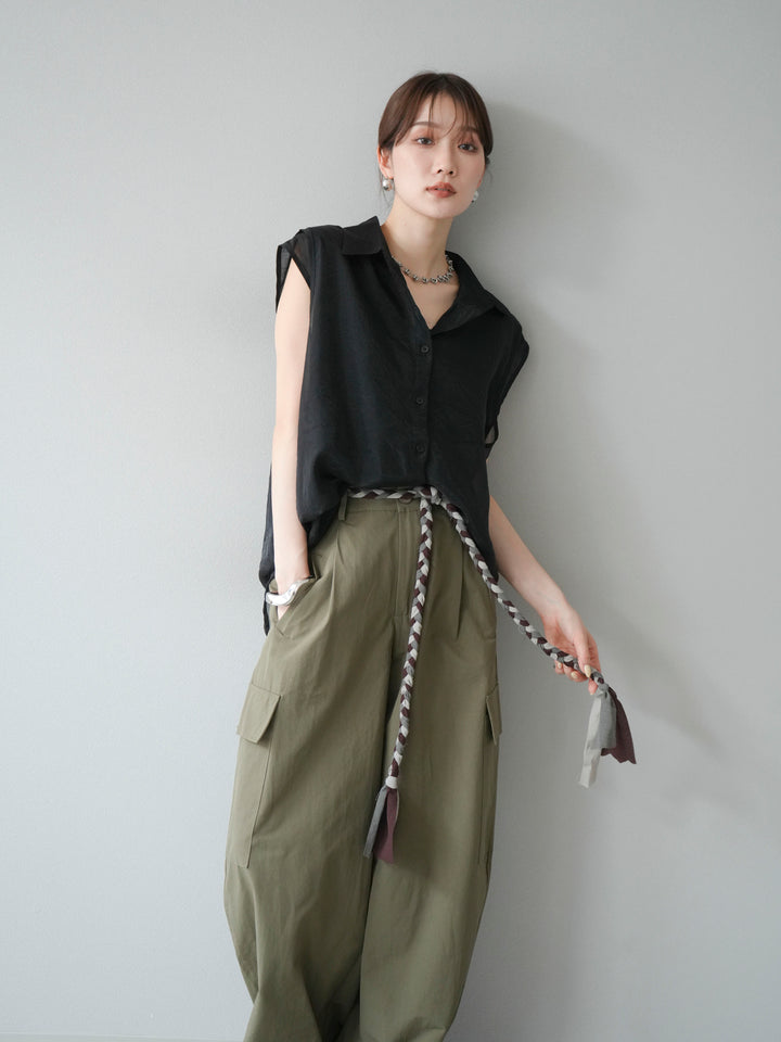 [SET] 硬紗層疊透視襯衫 + 硬紗層疊透視襯衫 (2set)