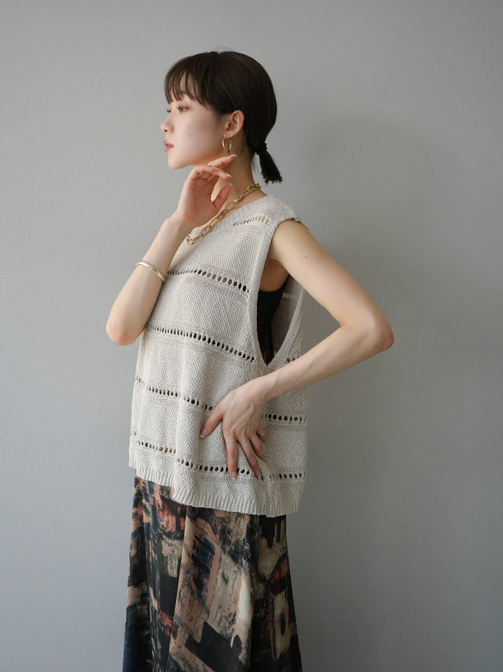 [Pre-order] Nuanced Pattern Back Cross Camisole Dress/Navy