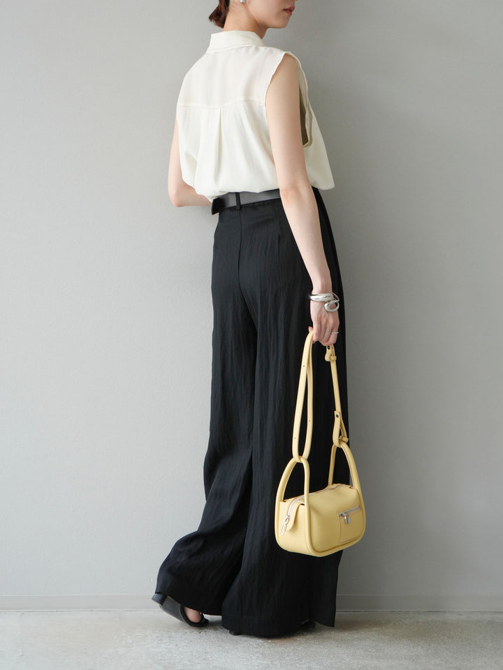 【預購】寬褲配大皮帶/黑色