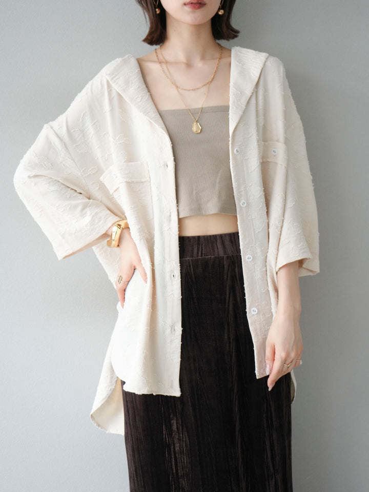 [予約]ジャガードハーフスリーブシャツ/アイボリー